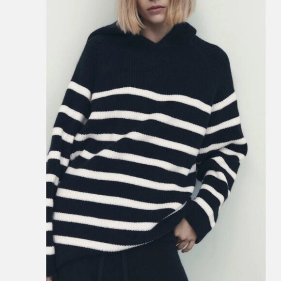 BOGO Zara Women's Striped Hoodie Sweater - Picture 2 of 12